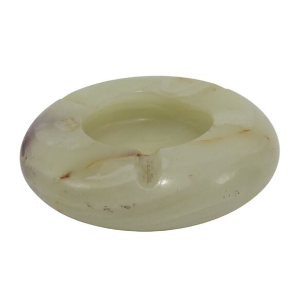 ASHTRAY Carved ONYX Round Stone with Natural Veins and Smooth Finish Vintage - Picture 6 of 8